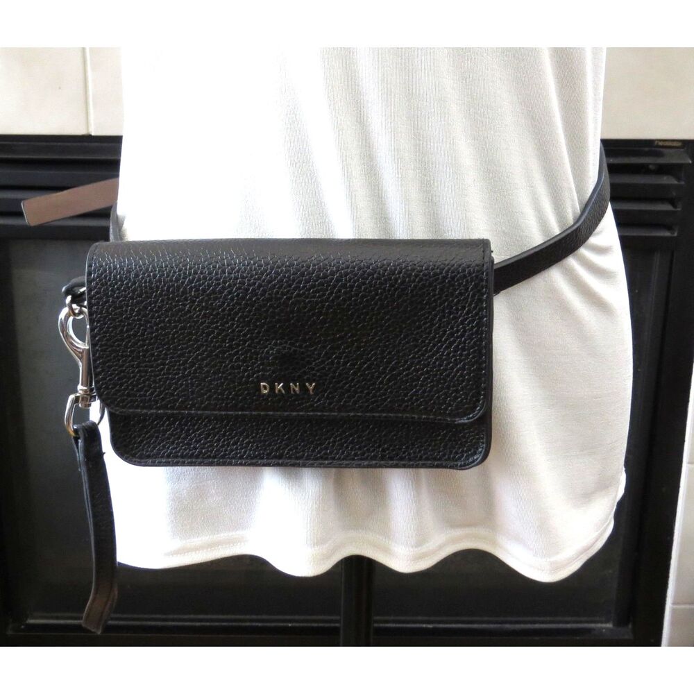 DKNY Vegan Leather Convertible Belt Bag Black EUC